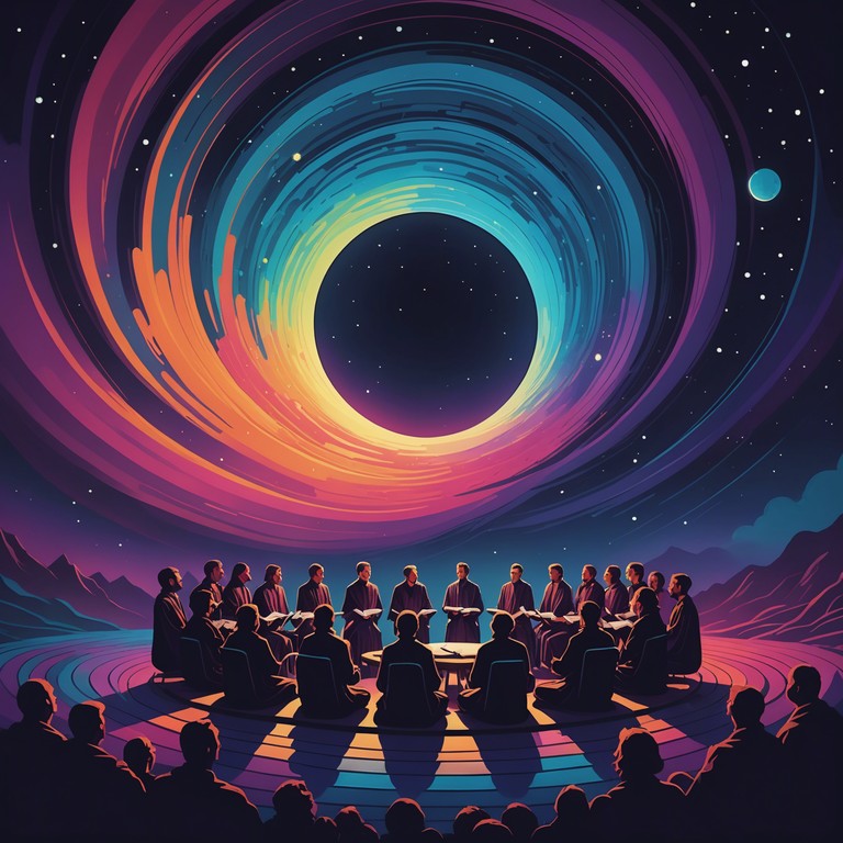 Embark on a serene voyage through spiritual realms, guided by a harmonious choir that gracefully merges with psychedelic waves, creating an experience of otherworldly peace.