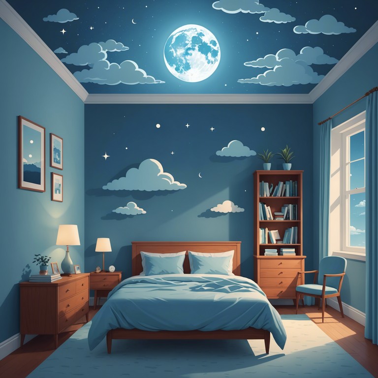 An alternative version of the same composition, focused on using the dreamy tones of a music box to create an enchanting nighttime atmosphere for kids, aiding in a deep and restful sleep.