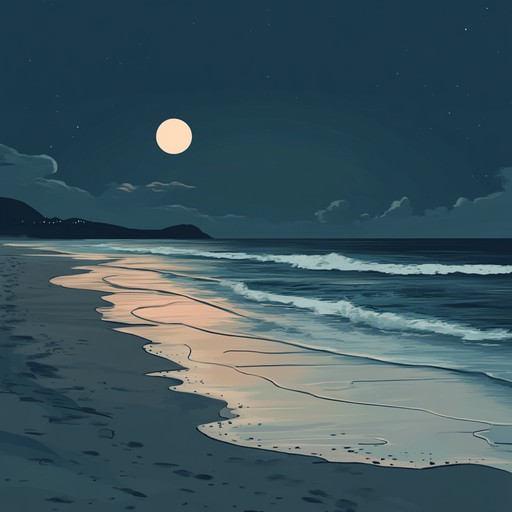 A soothing instrumental samba evoking the gentle sway of a moonlit beach, with tender percussion, soft guitar melodies, and subtle rhythmic pulses that create an enchanting and relaxing atmosphere. Imagine a serene evening on a sandy shore, with the distant sound of waves merging with the delicate strumming of strings, crafting a dreamlike, intimate musical embrace.