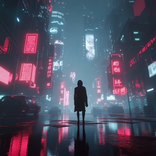 A gentle instrumental piece that merges heartfelt emotions with futuristic electronic sounds, evoking the sensitive side of a neon lit cyberpunk world.