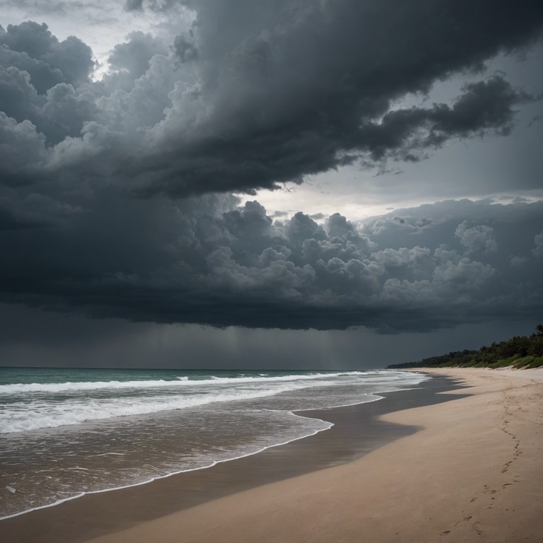 The track mimics the building pressure and eerie stillness before a tropical deluge, marked by deep, resonant tones from the steel drum, blending the beauty of the tropics with the ominous energy of a storm.