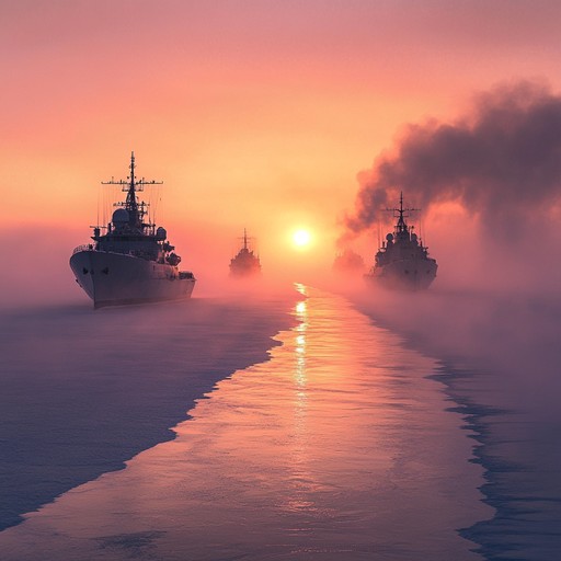 An exhilarating instrumental piece that portrays the russian navy's courageous journey through icy arctic seas, capturing the might of their ships and the spirit of adventure.