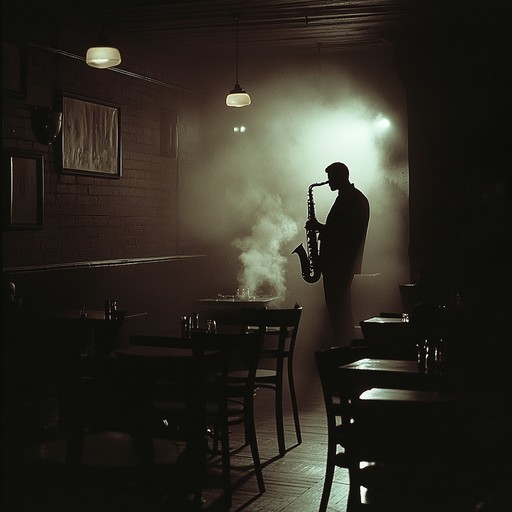 A haunting instrumental piece blending smooth lounge jazz with sinister undertones, evoking a mysterious midnight encounter in a dimly lit cafe. Mellow saxophone melodies intertwine with subtle dissonant chords and eerie atmospheric sounds, creating a captivating and unsettling listening experience