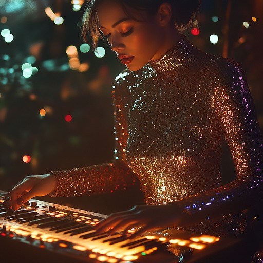 A seductive instrumental featuring glittering synthesizers and smooth rhythms, evoking a night of glamour and sensual dance under sparkling lights.