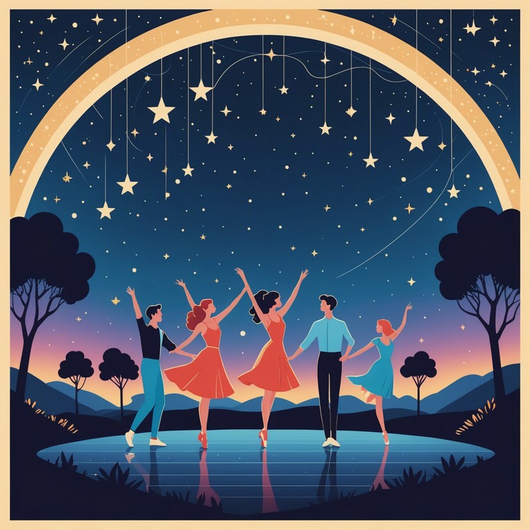 This track captures the essence of a joyous night dance under twinkling stars with its uplifting and lively melodies played on a brilliant synthesizer. The song is characterized by glittering sound effects and a dynamic rhythm that evokes a sense of happiness and carefree spirit.