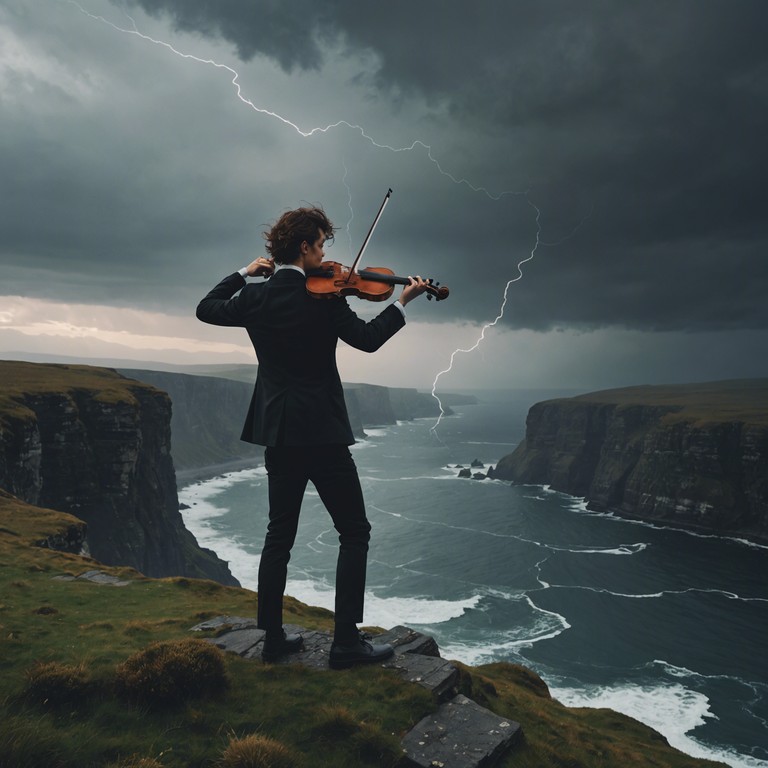 A relentless violin drives the emotional narrative, forming a powerful expression of rage encapsulated within the disciplined boundaries of waltz rhythm. Abrupt stops and intense dynamic shifts traverse the landscape of fury, allowing for brief moments of quiet that amplify the subsequent musical outbursts.