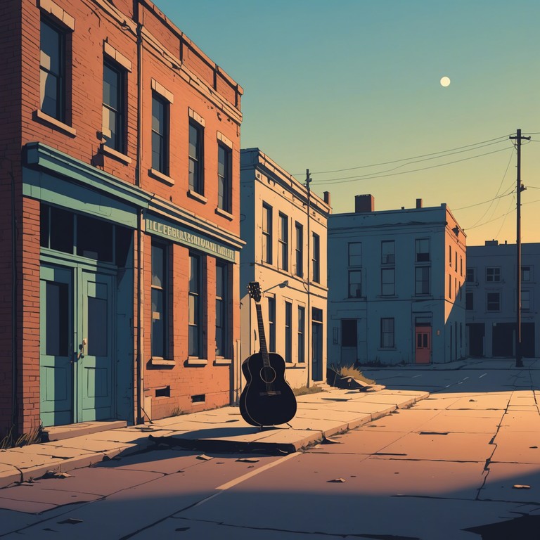 As dawn approaches, the song becomes a softly played sorrow, telling tales of days gone by in a near deserted town. The guitar is the solitary voice in this setting, captured under a sky transitioning from night to day.