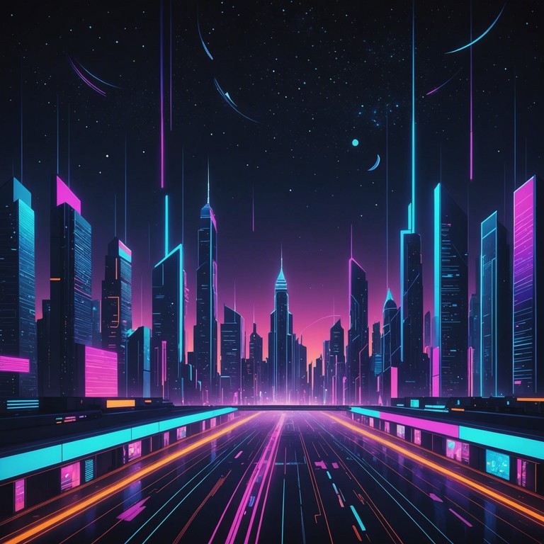 A vivid journey through a glowing cityscape under a star filled sky, driven by pulsating synths and ethereal pads, evoking a sense of adventure and nostalgia. This track captures the essence of a night drive filled with reflections and dreams, where each note resonates with the vibrant energy of neon lights and the silent stories of the city.