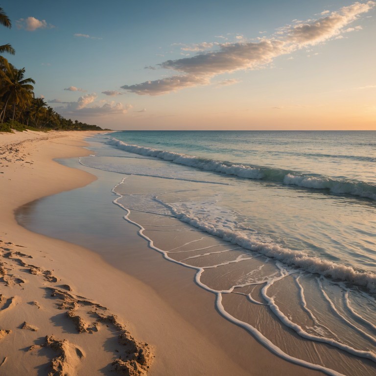 Immerse in a soothing sound journey where gentle afro cuban rhythms blend seamlessly with soft, melodious notes, creating a relaxed and peaceful musical narrative. Picture yourself unwinding on a serene cuban beach as these tranquil sounds envelop you, aided by the ambient sounds of the ocean in the background.