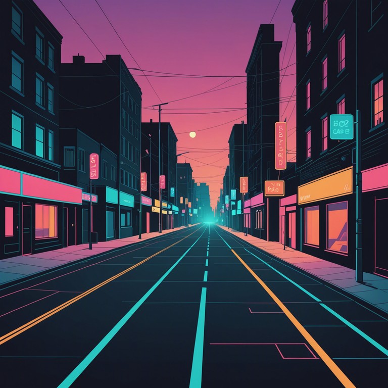 This track encapsulates the essence of a lively yet eerily dark urban environment, where the tempo mirrors the hurried footsteps of city dwellers, and the shadows seem to dance along under the glow of street lamps, blending moods of excitement with the mystery and slight unease of the nighttime cityscape.