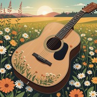 acoustic strings paint tranquil rural dawn