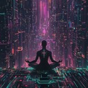 ethereal cyberpunk soundscape blending spirituality, technology, and haunting melodies