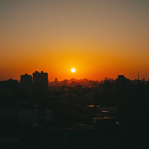 Picture the glow of a setting sun illuminating a quiet cityscape. Gentle piano and strings weave a serene, reflective mood, capturing the essence of an evening in the urban world.