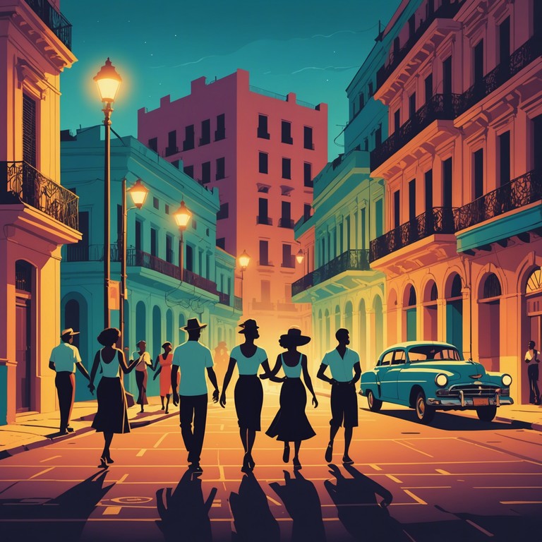 This composition captures the essence of a vibrant havana night, interweaving pulsating rhythms with the rich cultural tapestry of cuba. The vibrant beats echo through the streets, blending traditional sounds with modern flair, invoking a celebration that dances into the early morning.