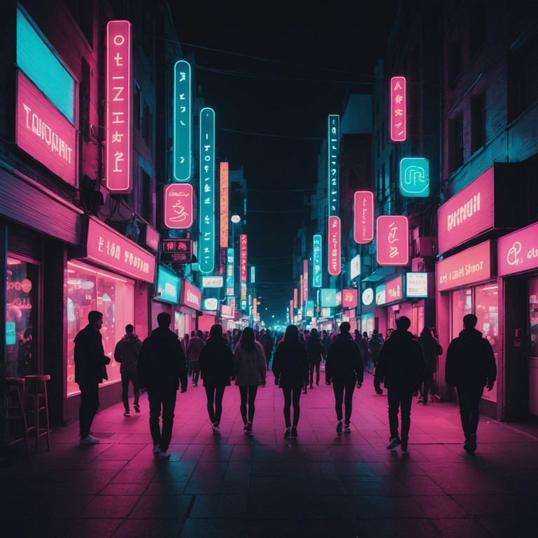 This track blends high energy drum machines with lush, layered synthesizer lines creating an atmosphere of a vibrant city life at night. The melodies are catchy and designed to evoke feelings of joy and excitement as if one is exploring the neon lit streets of a bustling downtown.