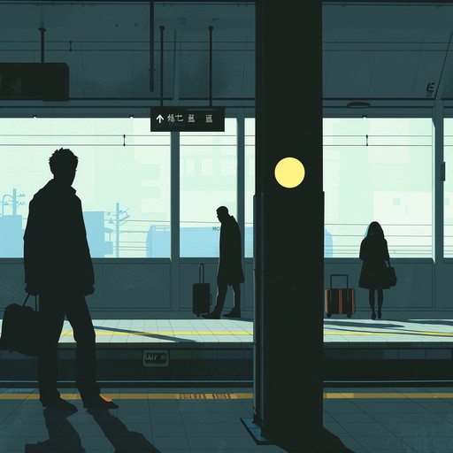 The hustle and bustle of a busy train station during rush hour, with the sound of footsteps, announcements, and trains arriving and departing. The music captures the frenetic energy and constant motion of commuters rushing to catch their trains.