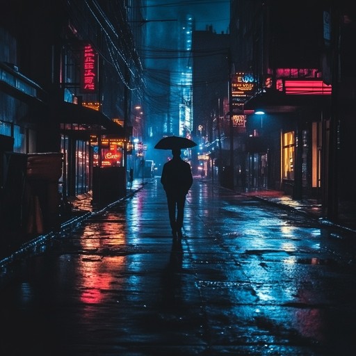 An instrumental track blending urban soundscapes with indie vibes, capturing the essence of city life after sunset. The composition features rhythmic electric guitar riffs layered over ambient sounds, creating a reflective yet dynamic atmosphere that mirrors the bustling yet solitary feeling of wandering city streets at night.