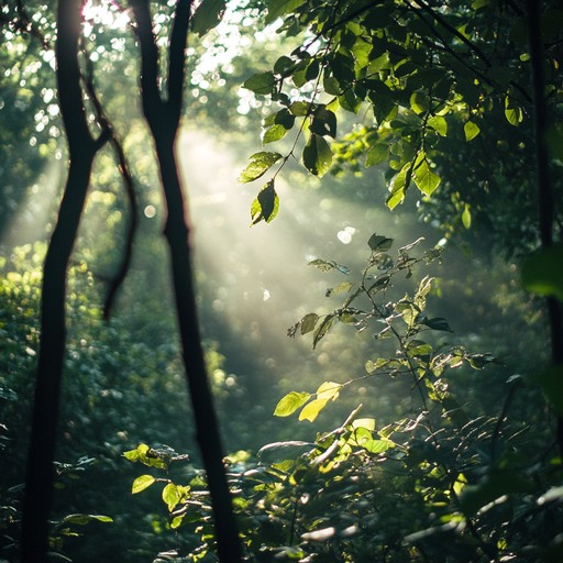 Inspired by the serene sounds found deep within a verdant forest, this piece uses soft melodies and harmonious tones to replicate the tranquil atmosphere of nature. The composition aims to transport listeners to a peaceful forest, surrounded by a quiet, gentle whisper of trees and distant wildlife, evoking a sense of calm and connectedness to nature.