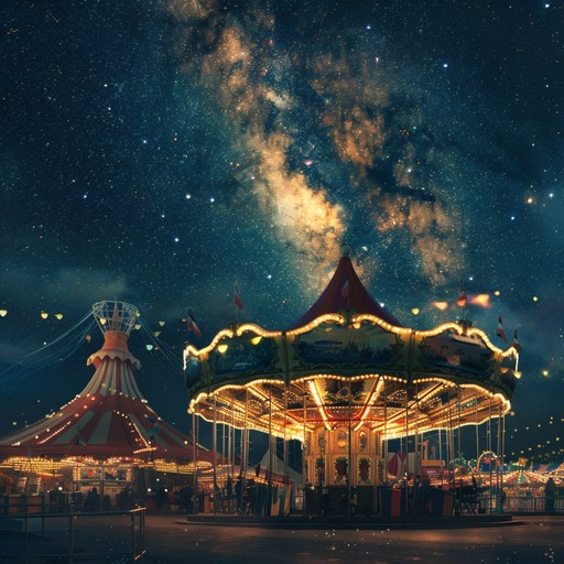 Feel the magic of a whimsical carnival intertwined with dreamlike, ethereal melodies. This instrumental track brings to life a surreal fairground filled with vibrant colors and a mystical atmosphere, evoking a sense of nostalgia and childlike wonder