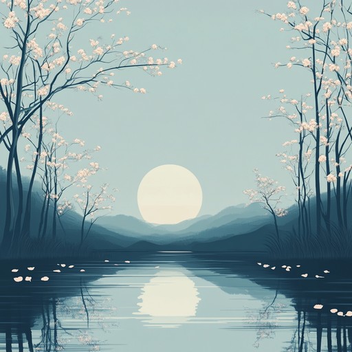 A delicate instrumental piece combining traditional japanese instruments with ambient tones, evoking the serene beauty of cherry blossoms under moonlight.