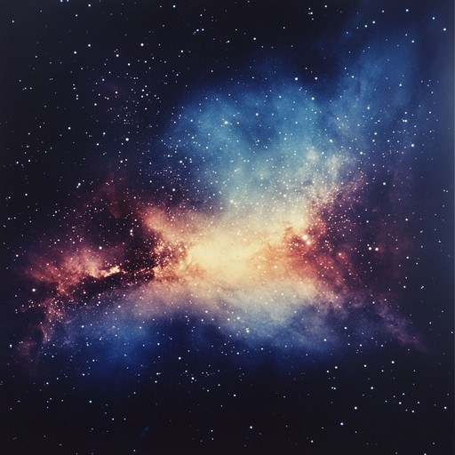 Floating through the starry expanse, an ethereal dream pop soundscape powered by shimmering synths evokes distant galaxies and otherworldly reveries. Echoing voices and reverb laden guitar complement the celestial atmosphere.