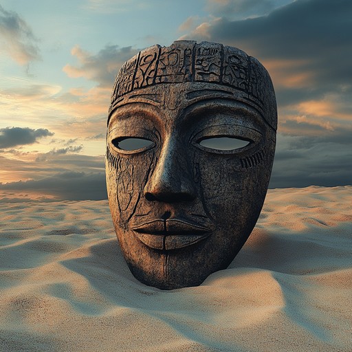 A haunting instrumental merging deep tribal rhythms with sorrowful tones, embodying the lament of vanished cultures and the yearning for connection with the past.
