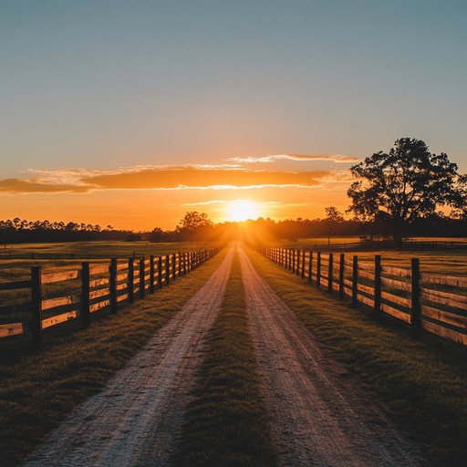 A heartwarming blend of acoustic guitar melodies and rustic americana sounds, invoking memories of simpler times and open landscapes. The piece gently sways with harmonica and fiddle accompaniments, creating a comforting and poignant atmosphere.