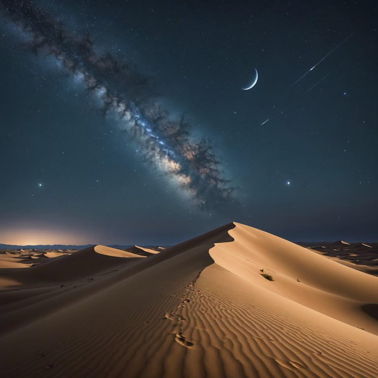 Imagine a solitary figure traversing vast, undulating sands, guided only by the stars and the haunting melody of their flute; each note a step further into the heart of the desert's hidden tales.