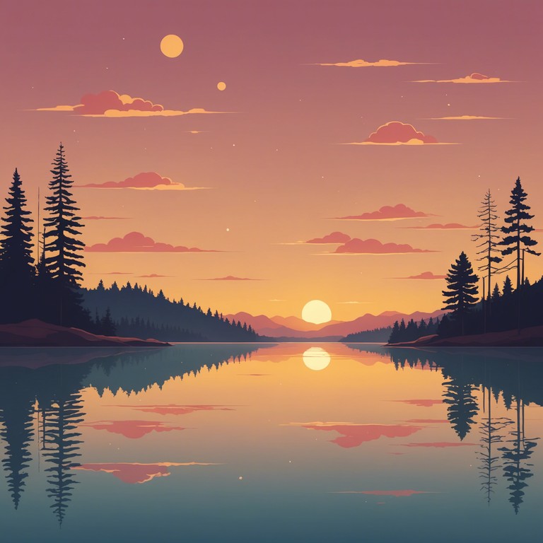 This piece evokes a serene sunset by a still lake, blending soft keyboard harmonies to express a sense of peace mixed with a touch of melancholy. The music is intended to provoke introspection and a deep appreciation for quiet moments, ideally suited for evening relaxation or as a soft accompaniment to a reflective evening.