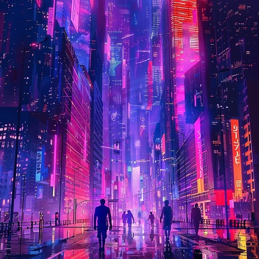 Dive into a dark, stylish 1980s urban environment filled with mysterious alleyways and cyberpunk aesthetics. The pulsating synths and dynamic rhythms create an atmosphere of suspense and anticipation, perfect for a thrilling chase through neon lit streets.