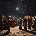 energetic drumming under starry african skies.