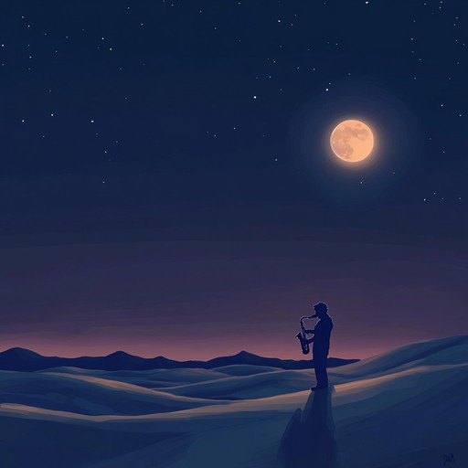 A journey through a serene desert night, where soulful melodies intertwine with gentle, entrancing rhythms. The smooth saxophone's whispers mirror the moonlight's calm glow, creating a hypnotic and soothing experience