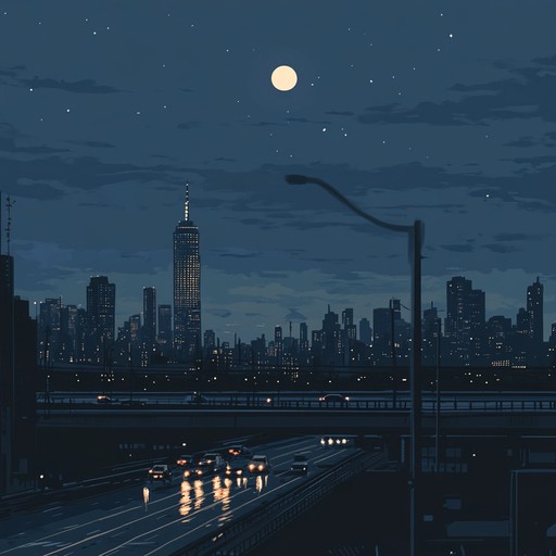 An alternative portrayal, this composition dives deeply into the city's heart after dark, melding saxophone tunes with subtle ambient sounds to mimic the oscillating dynamics of urban life, creating an immersive auditory journey that highlights the allure and pulse of metropolitan evenings.