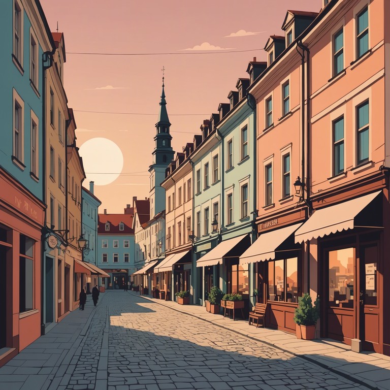 In this composition, the gentleness of old eastern european towns is brought vividly to life through the serene melodies of klezmer music. Each note connects the past with the present in a soothing, reflective manner, like wandering through a marketplace filled with whispers of bygone days. The song remains low and soft, whispering tales of heritage and timeless melodies, inviting listeners into a comfortable reverie of historic landscapes and cultural memories.