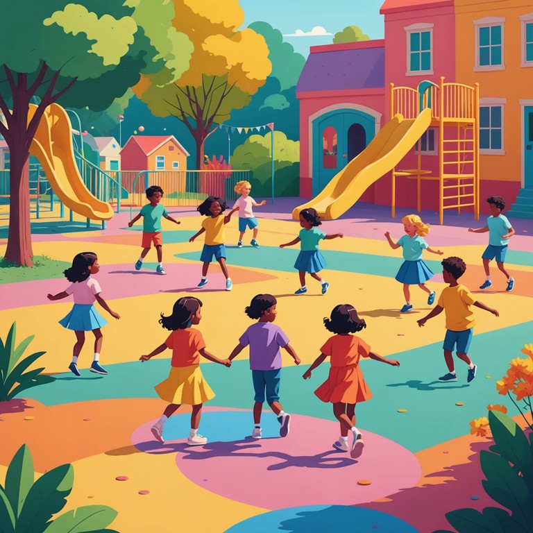 This track features a joyful, uplifting reggae rhythm perfect for children's daytime activities. With a playful melody that captures the light heartedness of a sunny day at the playground, this song enhances moments of play and dance among kids.