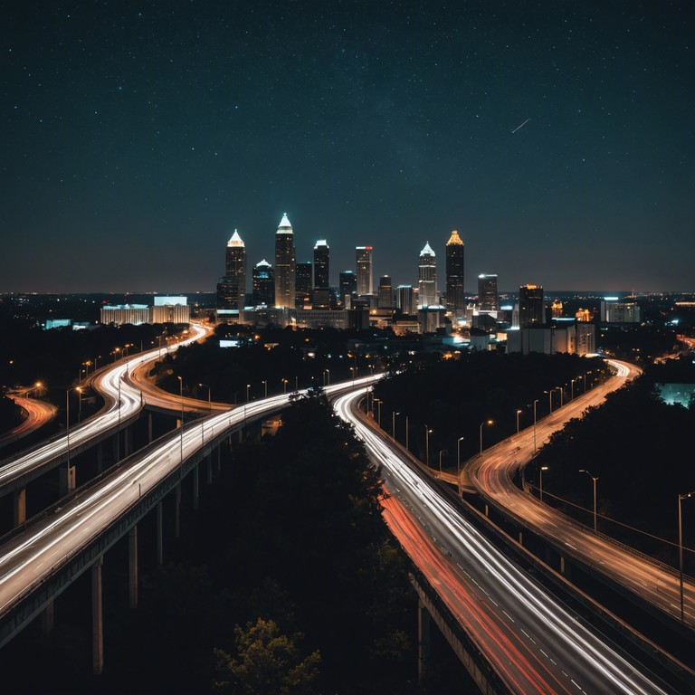 A pulsing, vibrant drum trap track that echoes the dynamic nightlife and starry landscapes of atlanta's cityscape. Perfect for expressing the bustling life and hidden quiet corners of a lively city night. The drums capture the heart of the city with their powerful beats and rhythmic patterns