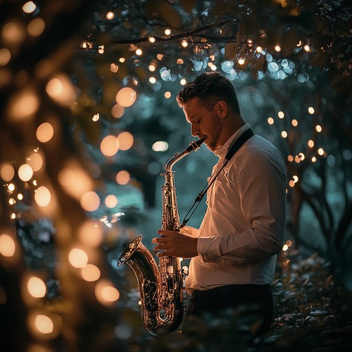 Compose a serene swing track that embodies the peacefulness of a summer evening. The saxophone leads with smooth, flowing melodies, accompanied by gentle rhythms, evoking a sense of warmth and nostalgia under the stars.