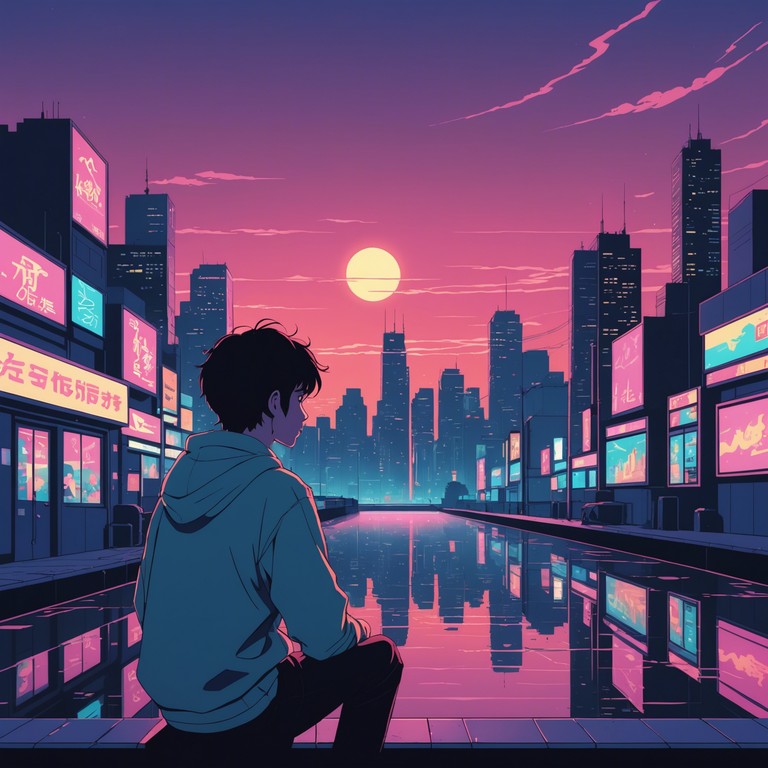 A soft, entrancing composition that uses minimalist electronic sounds combined with piano to underpin an anime narrative set against a night time urban backdrop, providing an almost surreal enhancement to the storyline.