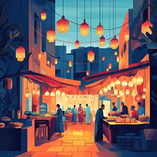 An instrumental piece blending lively middle eastern scales with whimsical tones, evoking the joy of a night bazaar filled with laughter and wonder