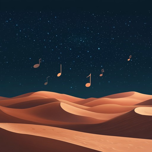 An enchanting jazz track that weaves together smooth saxophone melodies with traditional middle eastern musical elements, evoking the serene and mystical atmosphere of a desert under the moonlight.