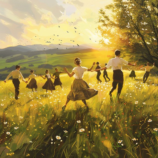 This cheerful instrumental captures the essence of a sunny day in the german countryside. Featuring lively accordion melodies and rhythmic percussion, it invokes imagery of dancing in sunlit fields and festive gatherings. The music carries a sense of nostalgia and happiness, making it perfect for carefree summer moments.