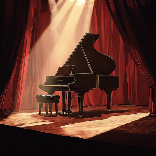 An instrumental cabaret piece capturing the bold energy of a midnight performance, featuring dramatic piano melodies and a lively tempo, evoking the atmosphere of a bustling cabaret stage.