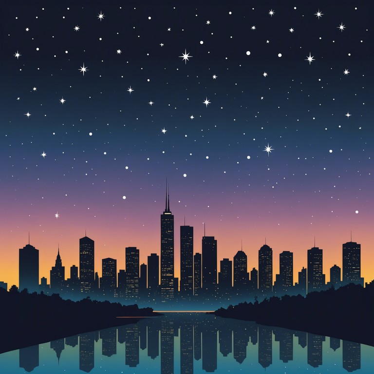 This instrumental track features a soft rhythm that mimics the heartbeat of a large, pulsating city at night, blending urban sounds with calming, lullaby esque melodies to create a peaceful soundscape that soothes and comforts amidst the chaos of urban life.