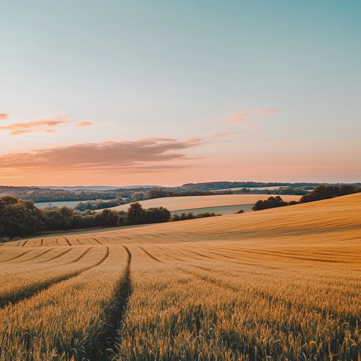 An instrumental country composition featuring graceful melodies on acoustic guitar, evoking the tranquility of rural landscapes at sunset.