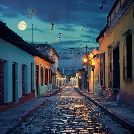 A journey through the silent streets of a moonlit latin city, capturing the introspective thoughts of a solo wanderer. The samba rhythm pulses gently, inviting deep reflection on life's complexities. The tender interplay between the softly strummed guitar and the subtle, expressive piano paints a picture of solitude and inner peace.