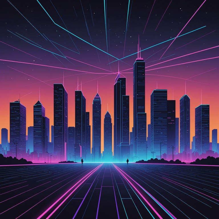 A track that encapsulates the essence of a bustling neon lit urban environment at night, defined by pulsating rhythms and electronic vibes, capturing the spirit of innovation and the underground cyberpunk scene.