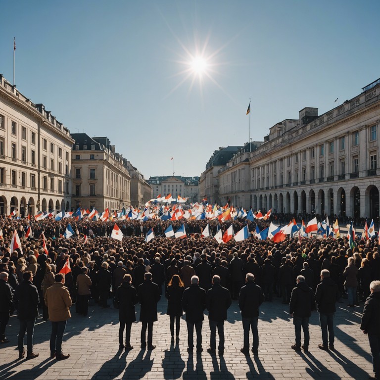 An expansive orchestral piece designed to uplift and inspire feelings of pride and collective triumph, celebrating a nation's heritage and the heroes who shaped it.