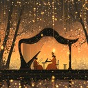 soothing blend of koto and harp under starlit skies