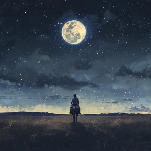 This instrumental track reflects the isolation and expansive solitude experienced by a cowboy under the moonlit prairie skies. The mournful strumming of the acoustic guitar brings the listener into the quiet night, filled with reflections and memories.