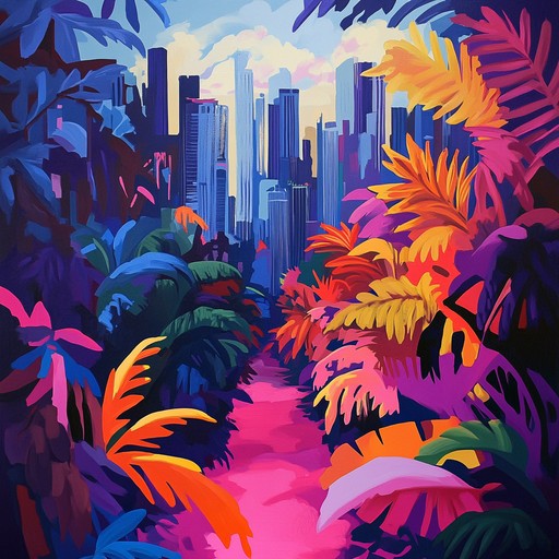 A vibrant instrumental track that blends dynamic jungle beats with bright, energetic synths and lush atmospheric sounds, capturing the essence of urban adventure and natural exploration, making for an exhilarating listening experience.